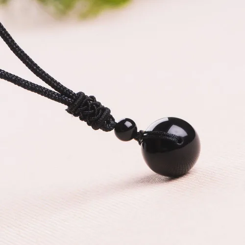 Vista 50 de iSTONE Collar unisex con dije de cuentas redondas auténticas, cadena de cuerda negra de 24 pulgadas para hombres y mujeres