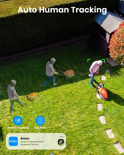 Vista 4 de aosu 3K/5MP cámaras de seguridad solar al aire libre inalámbrico 2.4/5 GHz WiFi timbre video con aosuBase Mini