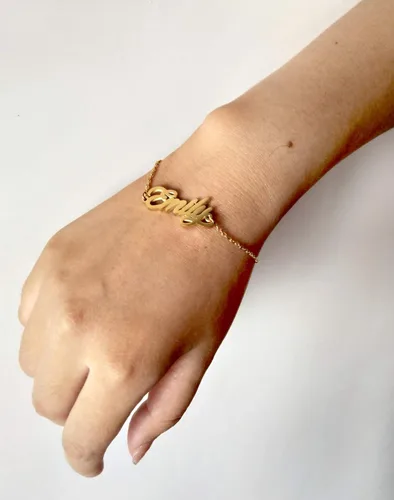 Vista 6 de HUAN XUN - Collar con nombre personalizado en plata dorada