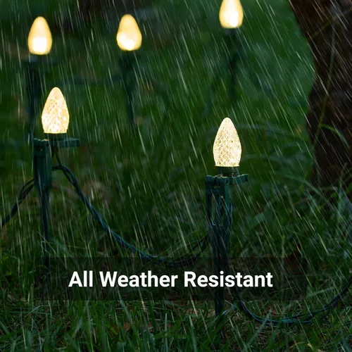 Vista 5 de SURAIELEC C9 Luces de Camino de Navidad, 25 PIES Luces de Navidad para Sendero con 25 Estacas, 25 Bombillas LED Blanco Cálido, Decoración Navideña