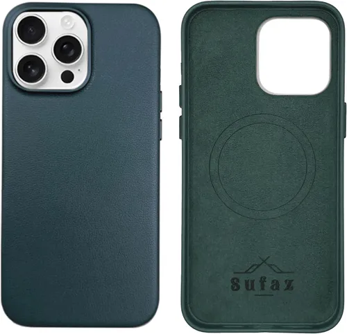 Vista 13 de Funda de piel para iPhone 14 Pro Max compatible con MagSafe, funda de piel de vaca auténtica de grano completo, botones de metal galvanizado, forro