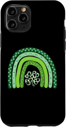 Vista 10 de Funda para iPhone 15, diseño de trébol de cuatro hojas, diseño de leopardo, arco iris, día de San Patricio, para niños