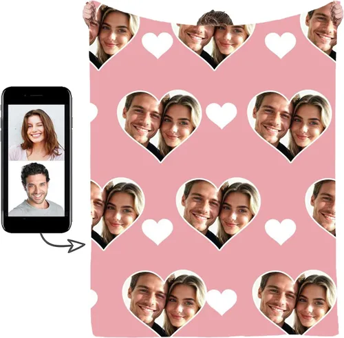 Vista 10 de Manta de Fotos Personalizada, Tema de Vacaciones con Rostro Personalizado, Diseño Divertido Ultra Suave y Acogedora, Manta Decorativa Personalizada