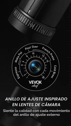 Vista 2 de Vevok Chef Molinillo de café manual O20 – 20 niveles de ajuste externo, capacidad de 1.23 oz con estuche de viaje y equipo de limpieza, molinillo