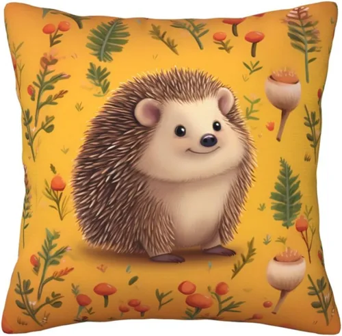Vista 9 de Fundas de almohada decorativas con estampado de erizo, fundas de cojín cuadradas, funda de cojín suave, funda de almohada para decoración del hogar