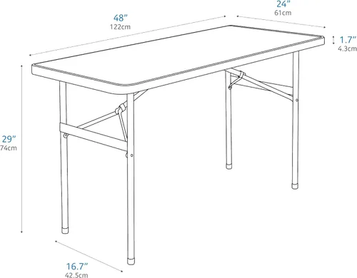 Vista 2 de Realspace® Mesa plegable de plástico moldeado, 4'W, platino