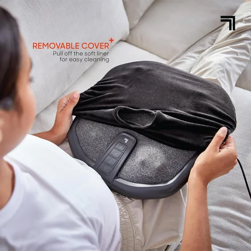 Vista 3 de Sharper Image® Shiatsu Masajeador de pies y espalda con calor y cubierta lavable Herramienta portátil de masaje de tejido profundo Almohadilla