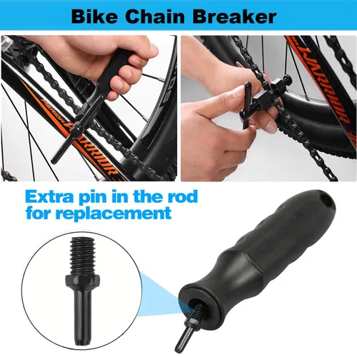 Vista 4 de Kit de reparación de cadena de bicicleta, cadena de bicicleta de 6/7/8 velocidades, alicates de eslabones de bicicleta, rompedor de cadena/cortador