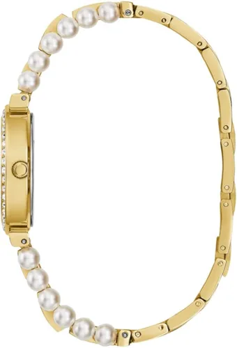 Vista 4 de GUESS US - Reloj analógico de diamante y perla dorado para mujer