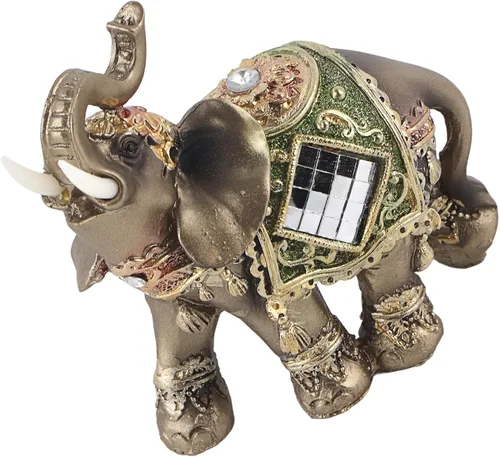 Vista 5 de WAL FRONT Lucky Feng Shui - Estatua de elefante verde, escultura de riqueza, regalo para decoración del hogar (verde mediano)
