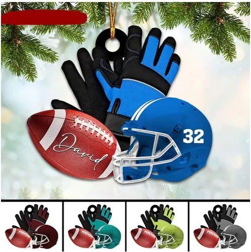 Vista 8 de Adorno de Navidad de fútbol americano personalizado, adorno de fútbol americano, adornos de Navidad de fútbol americano personalizados, adornos