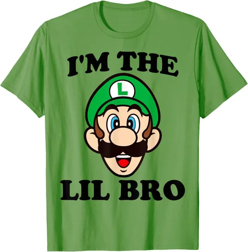Vista 11 de Super Mario Camiseta de retrato Luigi I'm The Lil Bro, Blanco