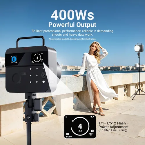 Vista 2 de NEEWER Estroboscópico de flash de estudio Q4PRO 400Ws 2.4G TTL