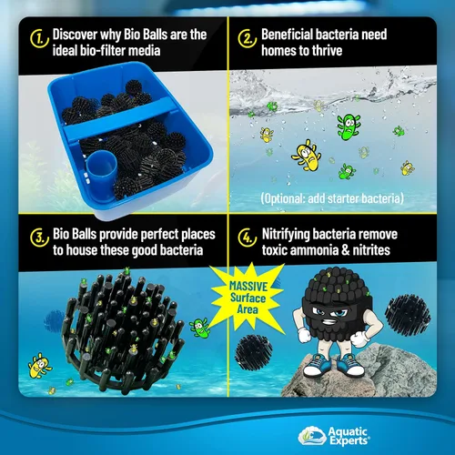 Vista 5 de Aquatic Experts Bio Balls - Medios de filtración, bola biológica pequeña de 1 pulgada para estanques y filtros de acuario, medios de filtro