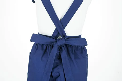 Vista 6 de Hyzrz Delantales retro ajustables con volantes con bolsillos para mujeres y niñas, vintage, espalda cruzada, vestido de sirvienta, delantal