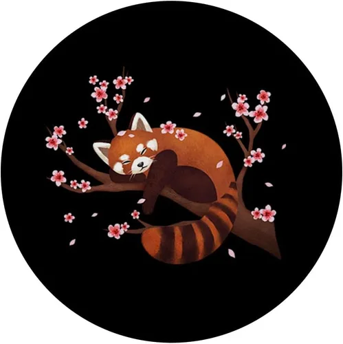 Vista 3 de Flor de cerezo japonesa de panda roja vintage – PopSockets Grip y soporte para teléfonos y tabletas
