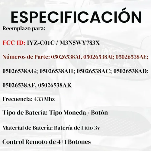 Vista 3 de SUPALAND Llavero de Mando a Distancia FOBIK Reemplazo Compatible con Dodge Challenger 2008 2009 2010 2011 2012 2013 2014 Charger 2009-2013 Durango