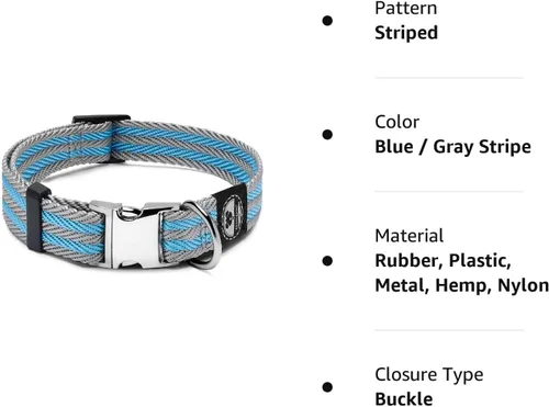 Vista 9 de Regal Dog Products Collar grande para mascotas con hebilla grabada personalizada, collares de sarga duraderos para perros pequeños, collares