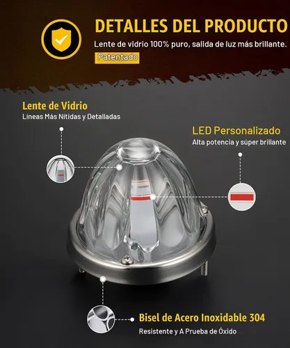 Vista 3 de Partsam 2 piezas de luces de sandía de vidrio [patentado] con lente transparente roja, luces indicadoras de giro LED laterales con bisel de Rojo