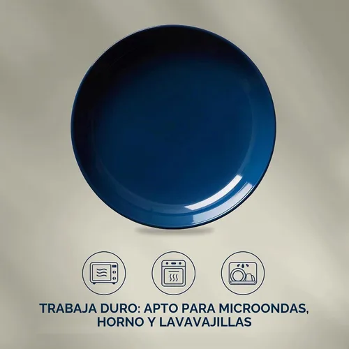 Vista 6 de Corelle - Plato hondo de cerámica, azul marino, esmalte sólido, paquete de 4