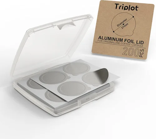Vista 4 de Tiplot - Tapas de aluminio para cápsulas reutilizables Nespresso OriginalLines 200 unidades, sellos adhesivos de aluminio autoadhesivos, 200