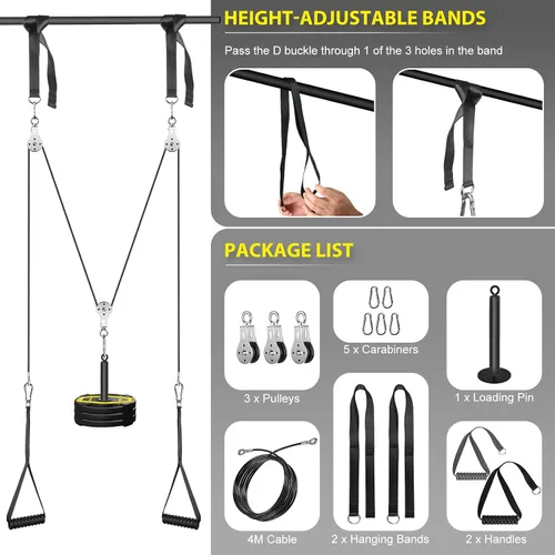 Vista 6 de Sistema de polea de cable de peso para gimnasio, accesorios de sistema de polea de cable de peso para gimnasio en casa con sistema de polea de mango