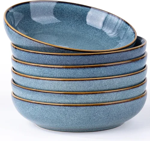 Vista 18 de AmorArc Juego de 4 cuencos grandes de cerámica para pasta de 8.5 pulgadas, cuencos de cerámica de 36 onzas para cocina, cuencos anchos para pasta