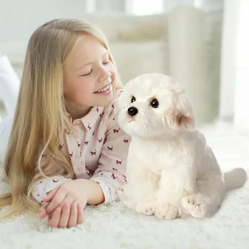 Vista 4 de HollyHOME Peluche maltés realista de perro maltés, regalo para mascotas, 13 pulgadas
