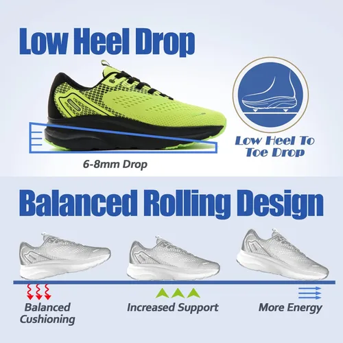 Vista 5 de JACKSHIBO Zapatos de punta ancha para hombres y mujeres, tenis anchos para correr en carretera, ligeros, transpirables, neutros, acolchados
