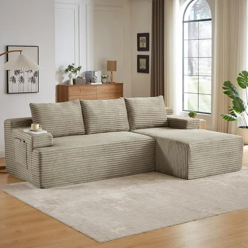 Vista 40 de Sofá modular Cloud de 97 pulgadas, moderno sofá deshuesado con diván, asiento profundo, sofá modular en forma de L, sofás de espuma de pana