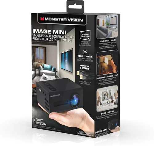 Vista 6 de Monster Image - Mini proyector LCD de formato pequeño de 1920 x 1080 HD, proyecto de hasta 8 pies de distancia, funciona en pantallas de proyección