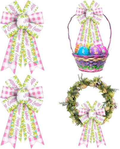 Vista 5 de ALIBBON Lazos de Pascua para coronas, lazos de corona de Pascua de primavera, lazos de zanahoria de Pascua para manualidades, decoración de Pascua
