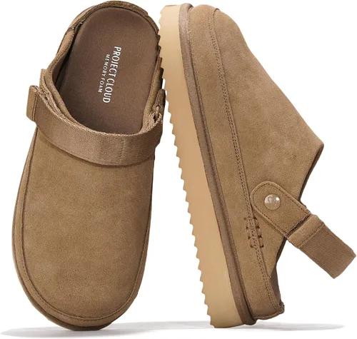 Vista 7 de Project Cloud 100% Genuine Leather Platform Clogs for Women Mules for Women Castaño