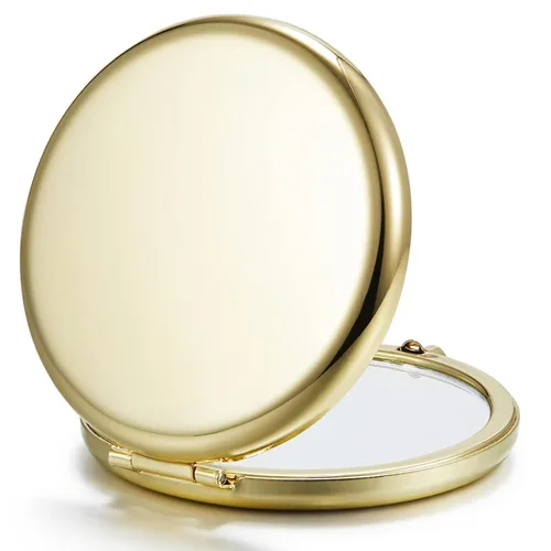Vista 9 de Espejo compacto para bolso, espejos de maquillaje de bolsillo de metal con aumento de doble cara 1X/2X (redondo, cian) Compact Mirror for Purse