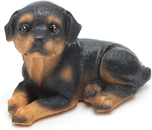 Vista 8 de Buachois Juego de 4 estatuas de perro para cachorros, escultura de resina para mascotas, escultura de resina para cachorros, decoración de jardín