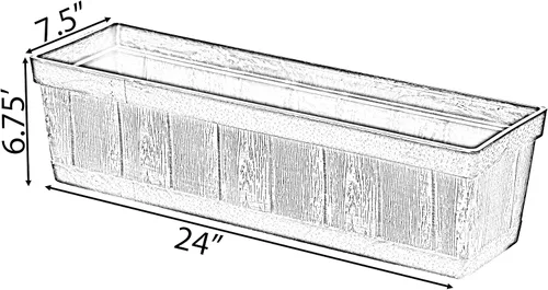 Vista 5 de Gardenised QI004121.L - Maceta rectangular de plástico para exteriores e interiores, maceta para plantar verduras o flores, marrón grande