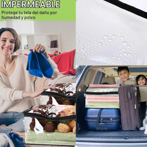 Vista 7 de Windyun Paquete de 16 bolsas de almacenamiento transparentes con cremallera y asa para ropa, manta de plástico resistente, bolsas de mudanza Borde
