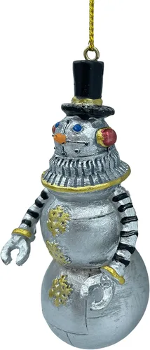 Vista 3 de Adorno retro para árbol de Navidad con muñeco de nieve para niños