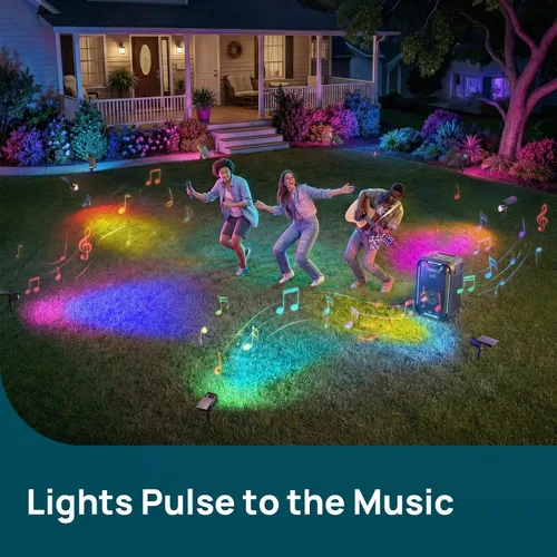 Vista 6 de Linkind Smart Solar Spotlights SL6C, Dual Ring Halloween Lights Multicolor