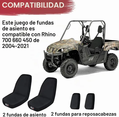 Vista 2 de StarknightMT UTV Rhino Fundas de Asiento Resistentes al Agua Fundas de Asiento Compatibles con Rhino 700 660 450 2004-2021 Tela 1680D Negro