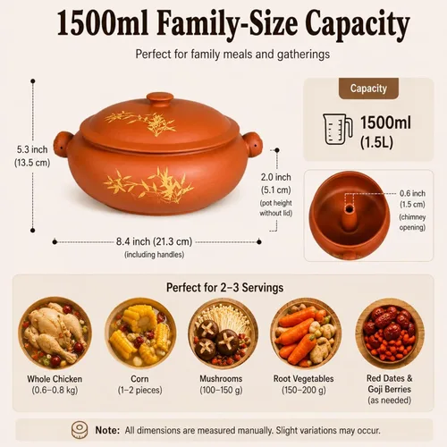 Vista 7 de XICHENGSHIDAI Yunnan Zisha - Olla de vapor de cerámica, olla de vapor de arcilla morada de 1.5 cuartos de galón con tapa, cazuela tradicional