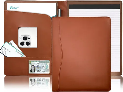 Vista 8 de Padfolio Organizador de Portafolio Soporte para Bloc Legal Carpeta Padfolio Portafolio de Cuero Almacenamiento Portapapeles Bloc de Notas