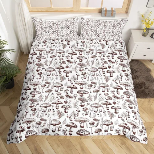 Vista 27 de Manfei Juego de funda de edredón de mariquita de tamaño individual, juego de ropa de cama de flores de acuarela de 2 piezas, funda de edredón floral