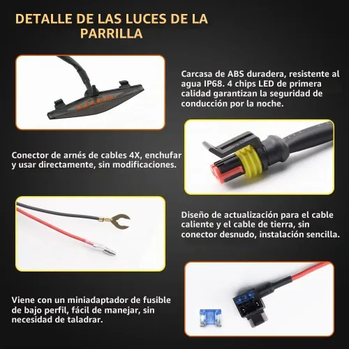 Vista 4 de AUXLIGHT 4 piezas de luces LED Raptor para parrilla delantera con fusible, compatibles con Toyotaa 4Runner 2014-2021 TRD Pro, 2014-2019 SR5, TRD