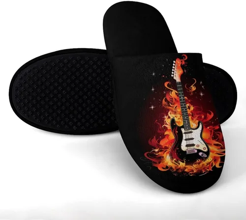 Vista 3 de Guitar Music - Pantuflas antideslizantes para hombre, cómodas, para invierno, cálidas, para casa