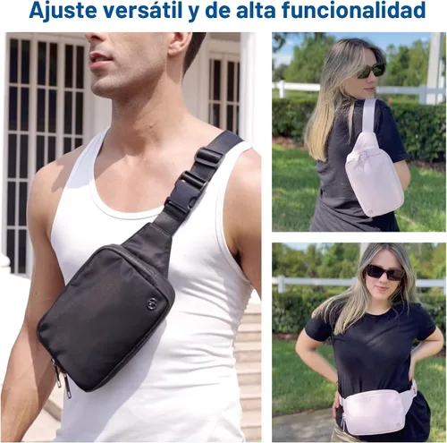 Vista 3 de Bolsa de Cinturón Pander Grande 2L, Riñonera de Nylon para Mujeres y Hombres con Correa Ajustable Negro Onyx