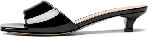 Vista 2 de WAYDERNS Sandalias de tacón bajo con punta cuadrada para mujer, puntera abierta, puntera abierta, para citas, estilo gatito, de 1.5 pulgadas