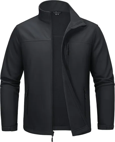 Vista 10 de MAGCOMSEN Chaqueta ligera Softshell para hombre, con forro polar, impermeable, cortavientos, para senderismo al aire libre