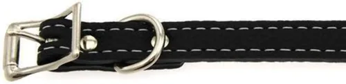 Vista 2 de Collar de perro Toscana de cuero italiano de lujo - Negro - 12