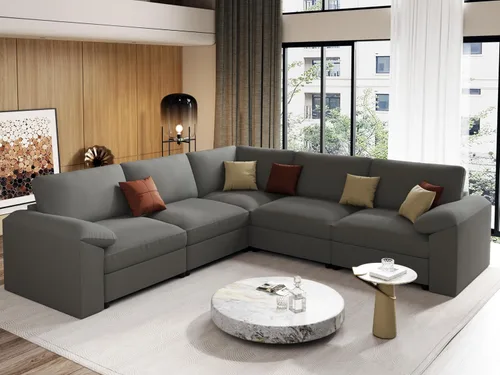 Vista 70 de EASE MOOSE Sofá modular seccional, sofá en forma de U para sala de estar Beige